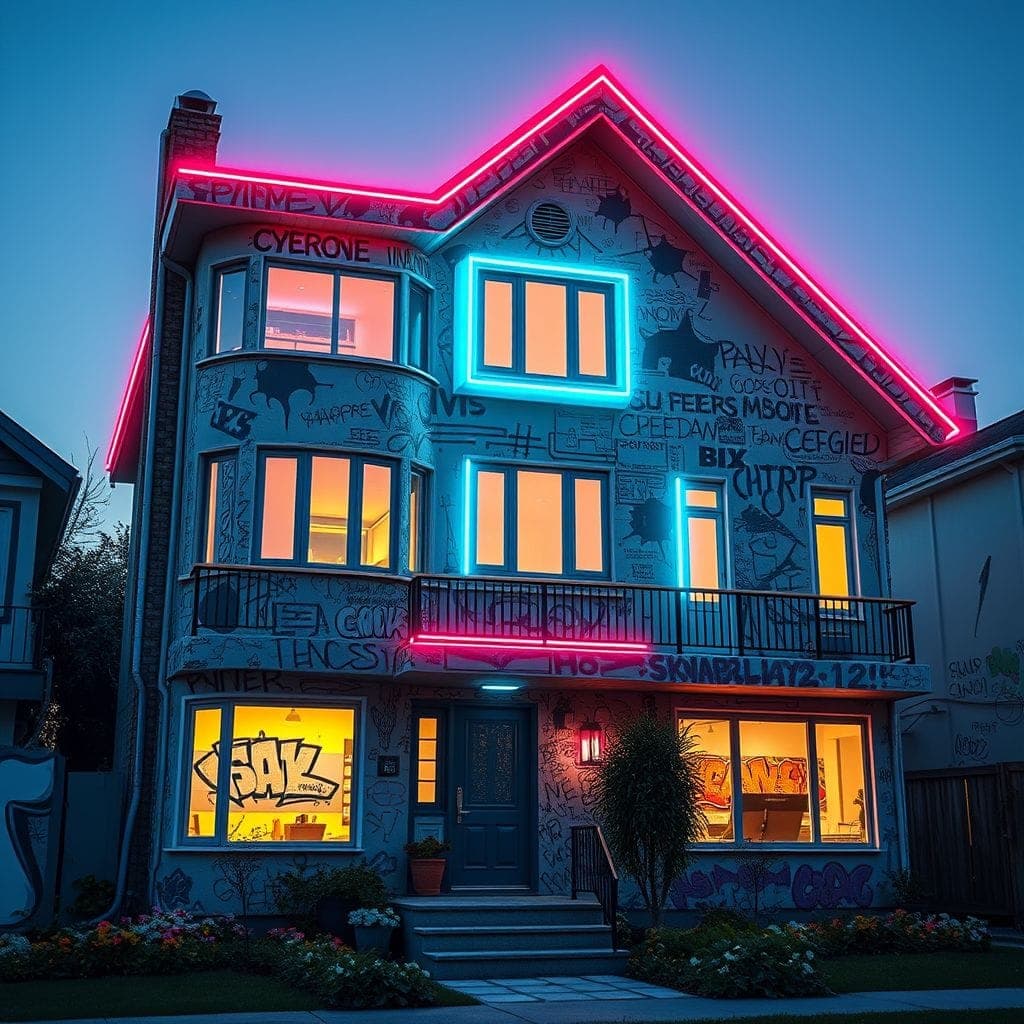 Cyberpunk House Exterior design example 1