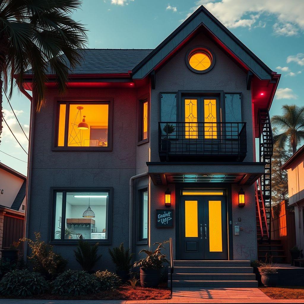 Cyberpunk House Exterior design example 2