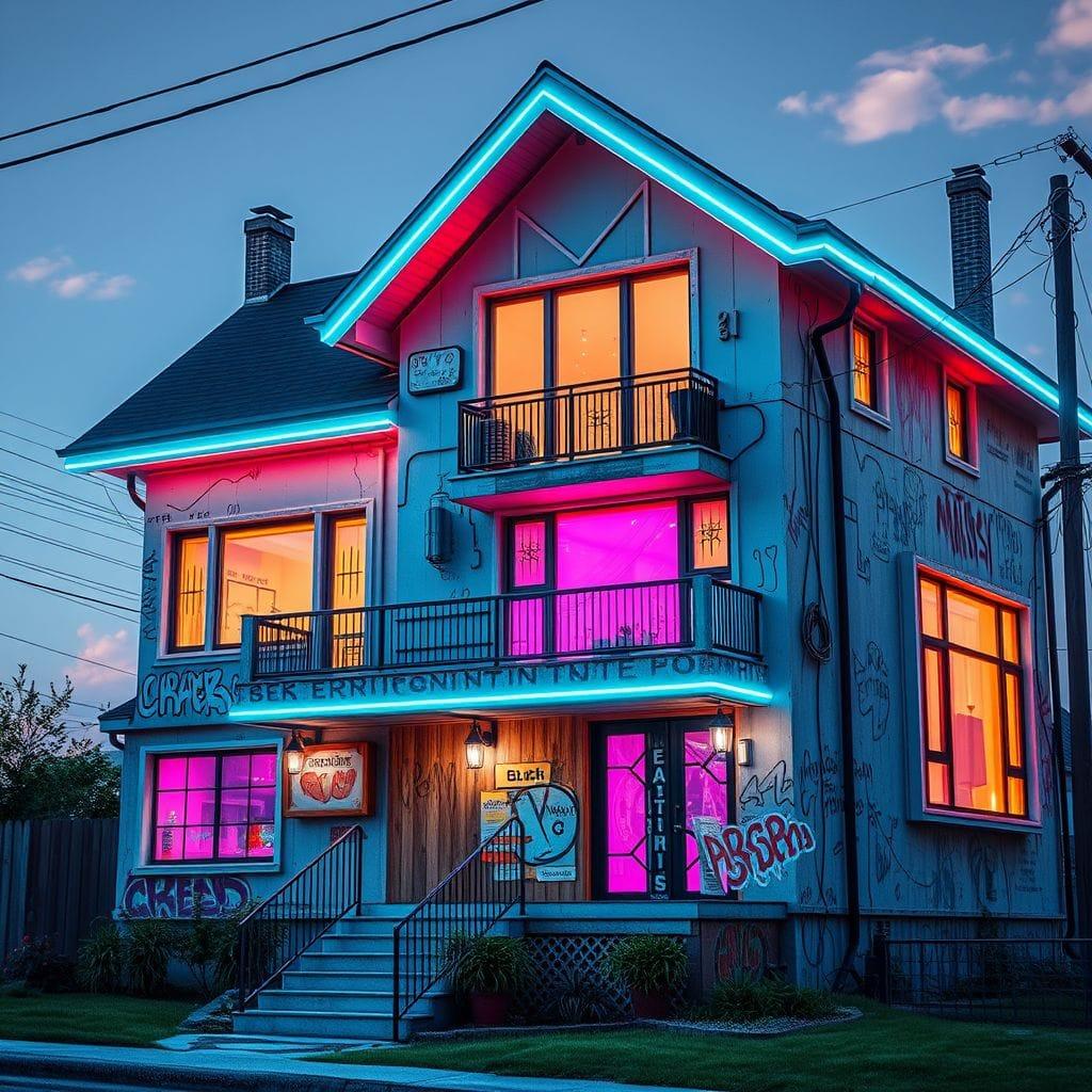 Cyberpunk House Exterior design example 3