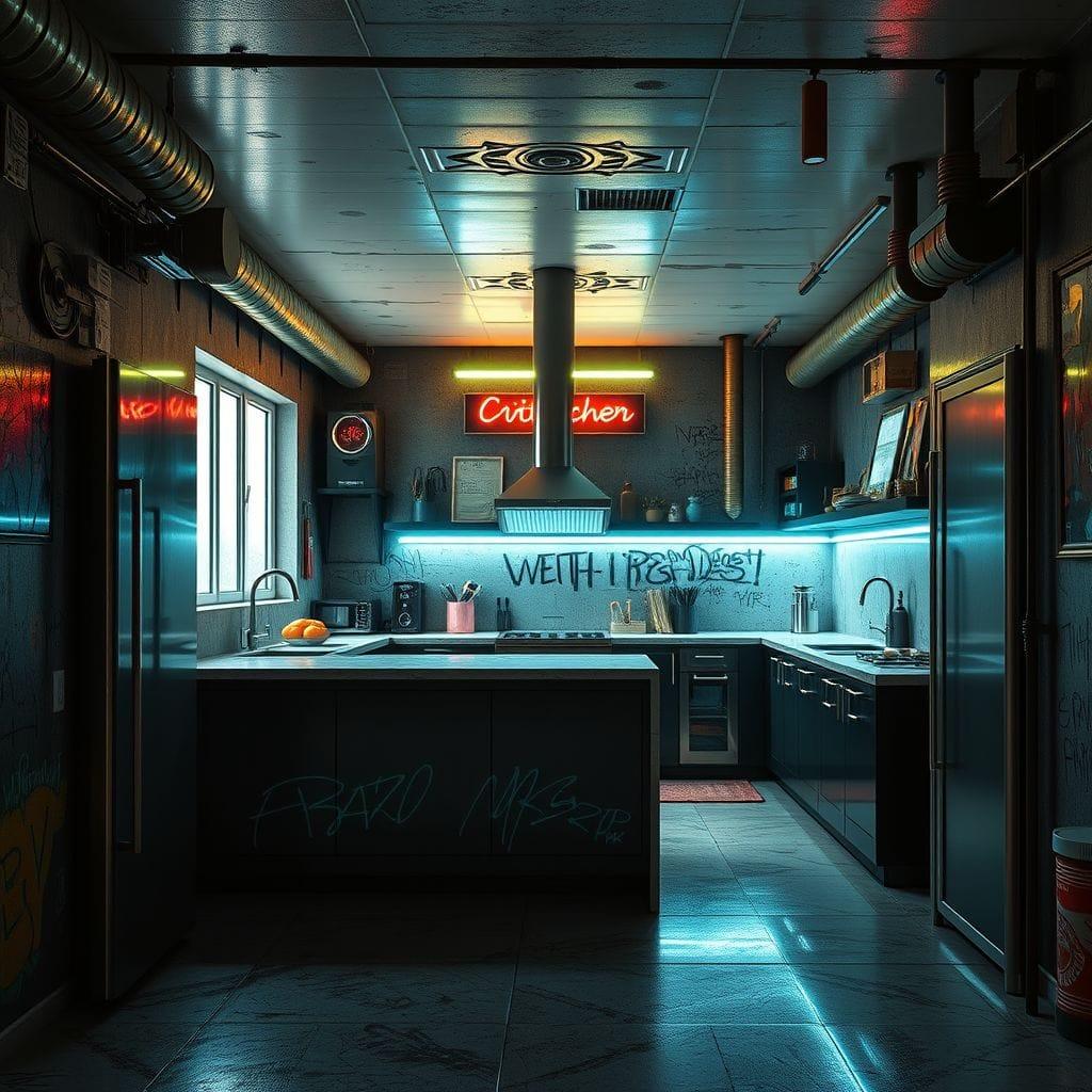 Cyberpunk Kitchen design example 1