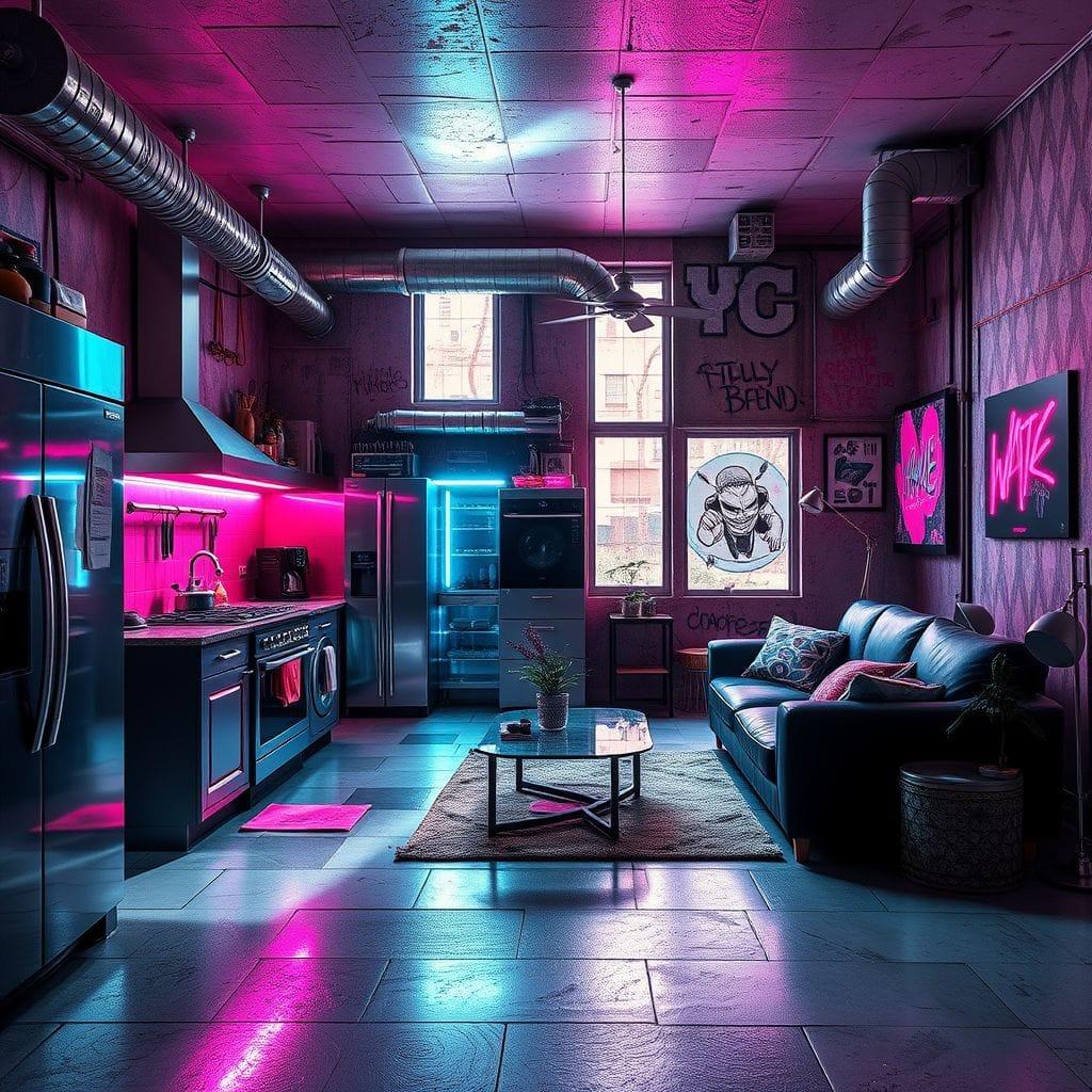 Cyberpunk Kitchen Living Combo design example 1