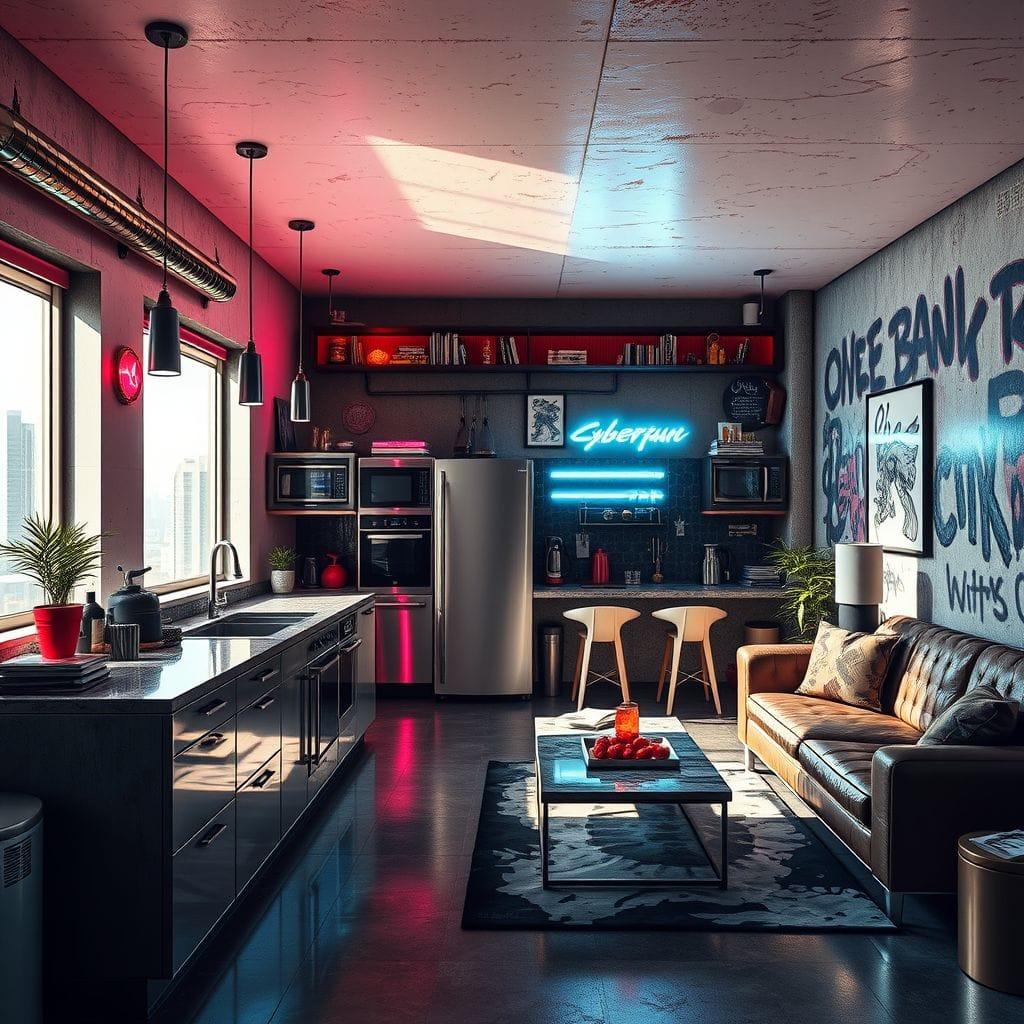 Cyberpunk Kitchen Living Combo design example 3