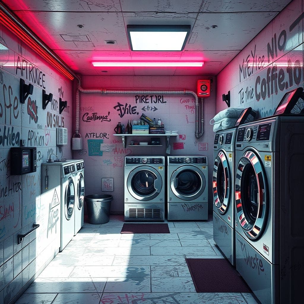 Cyberpunk Laundry Room design example 3