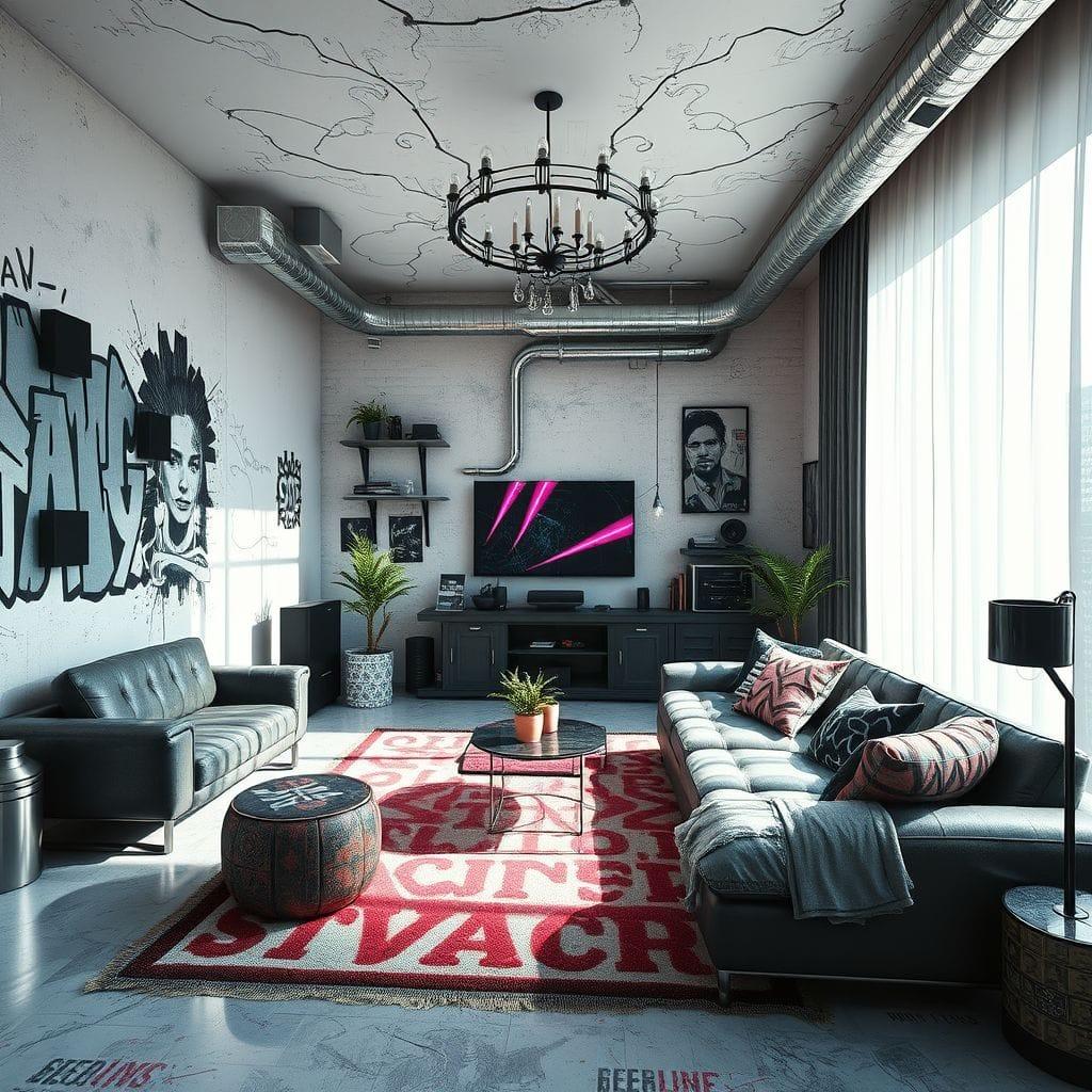 Cyberpunk Living Room design example 1