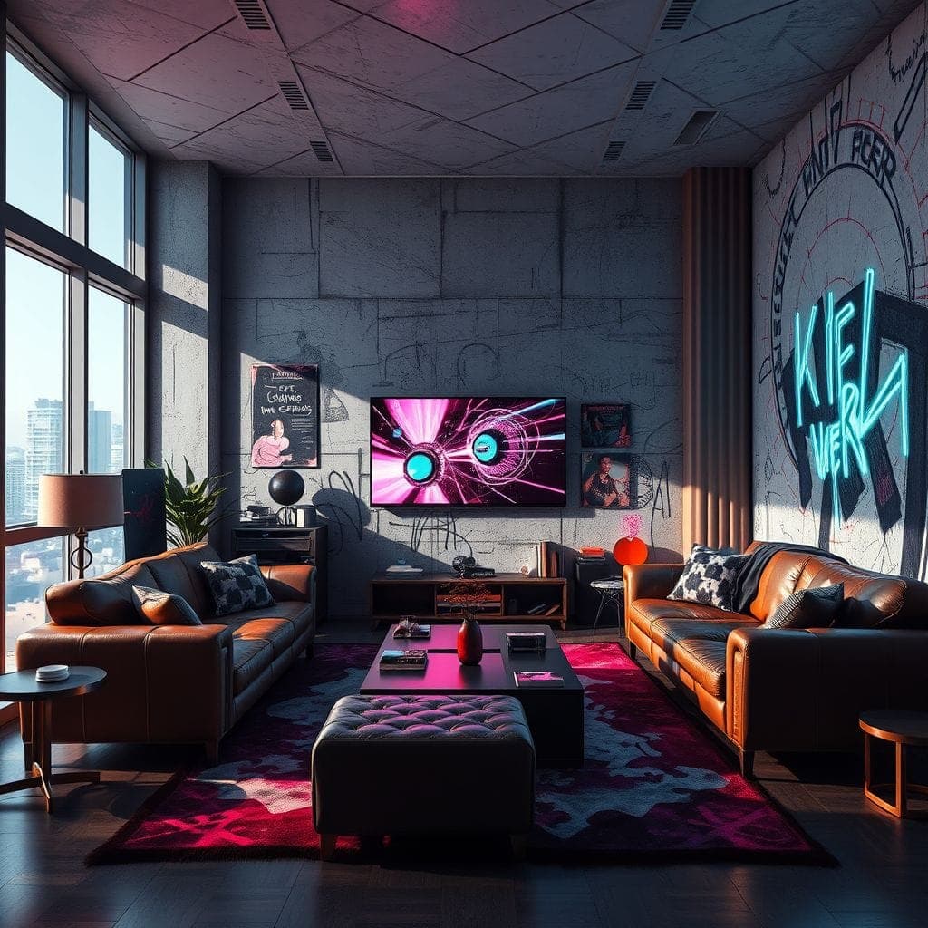 Cyberpunk Living Room design example 4