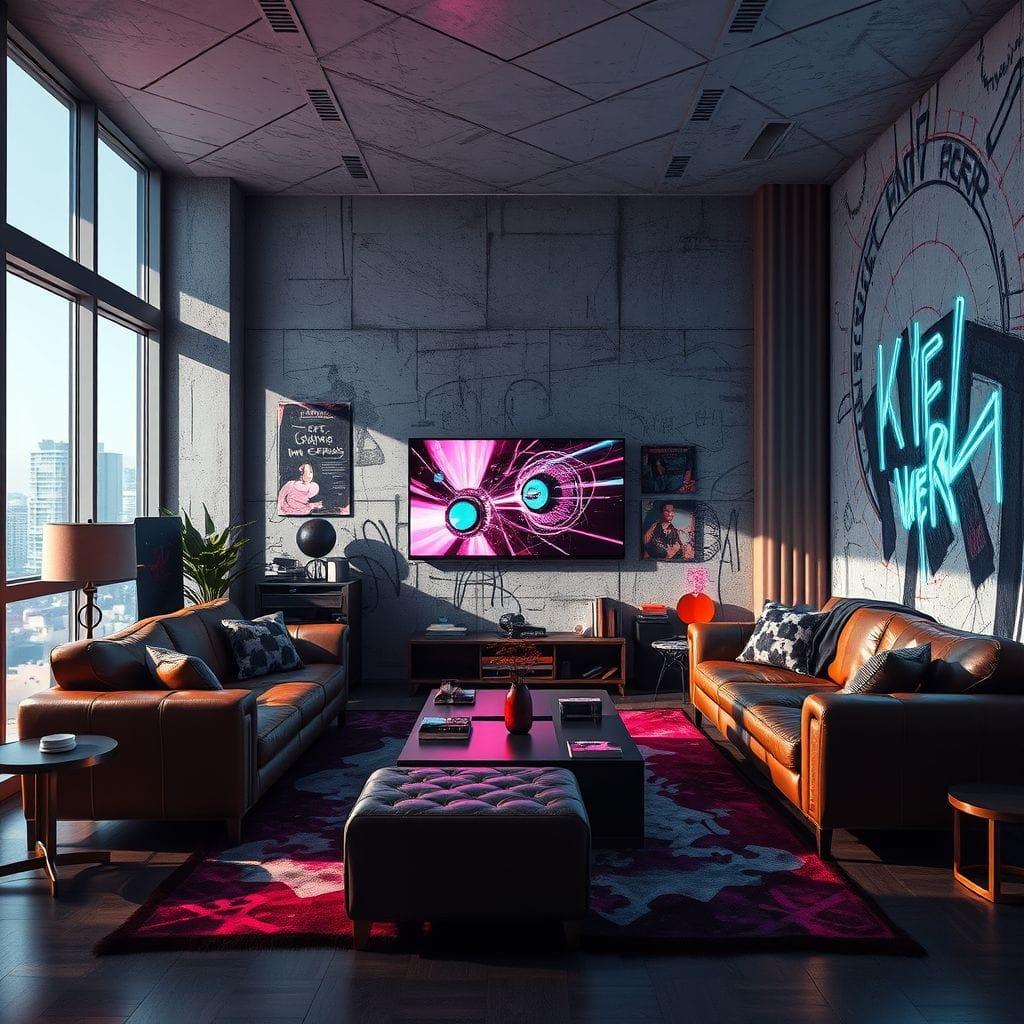 Cyberpunk Living Room design example 4