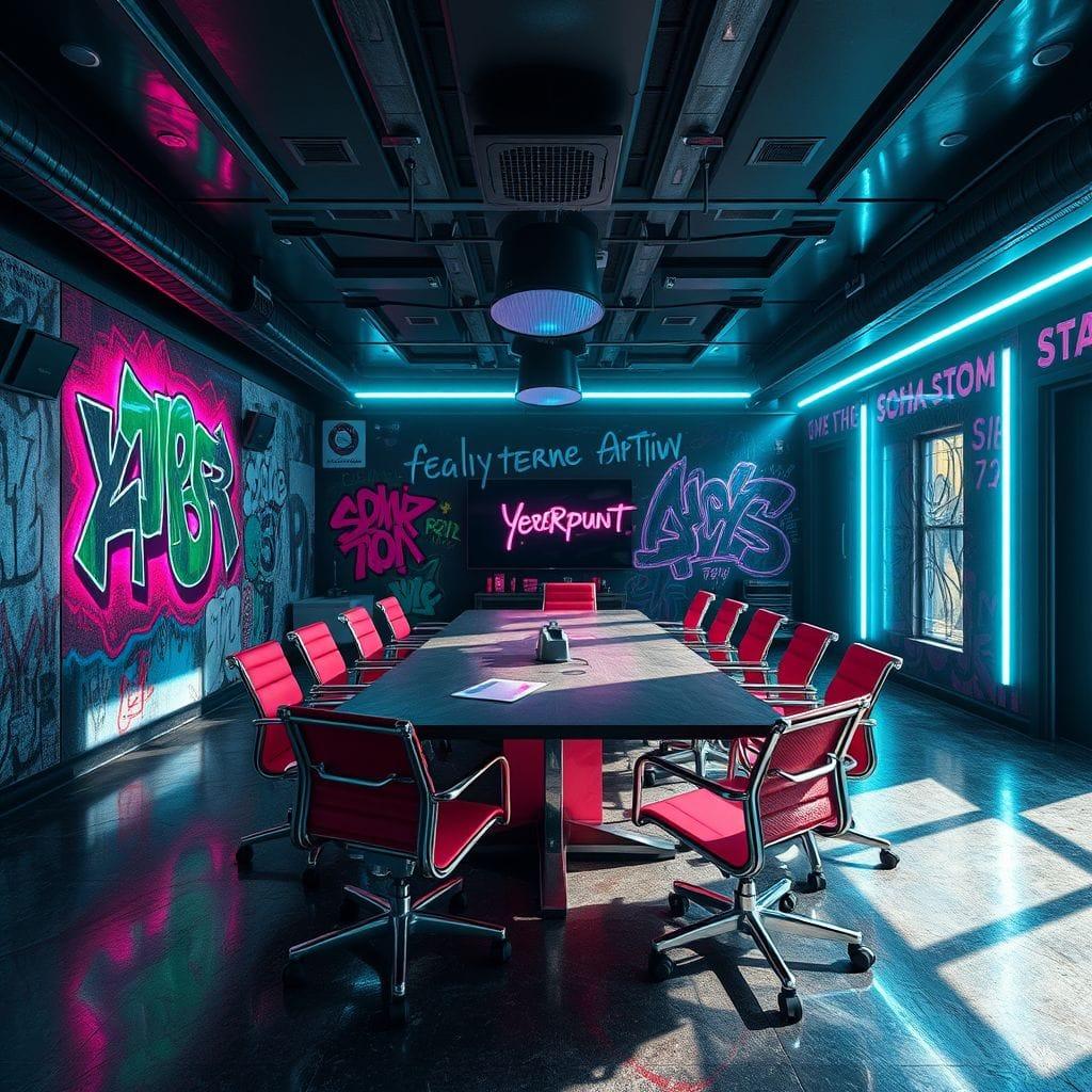 Cyberpunk Meeting Room design example 1