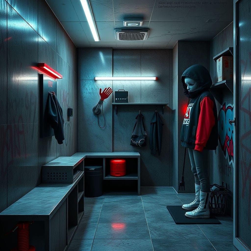 Cyberpunk Mudroom design example 1