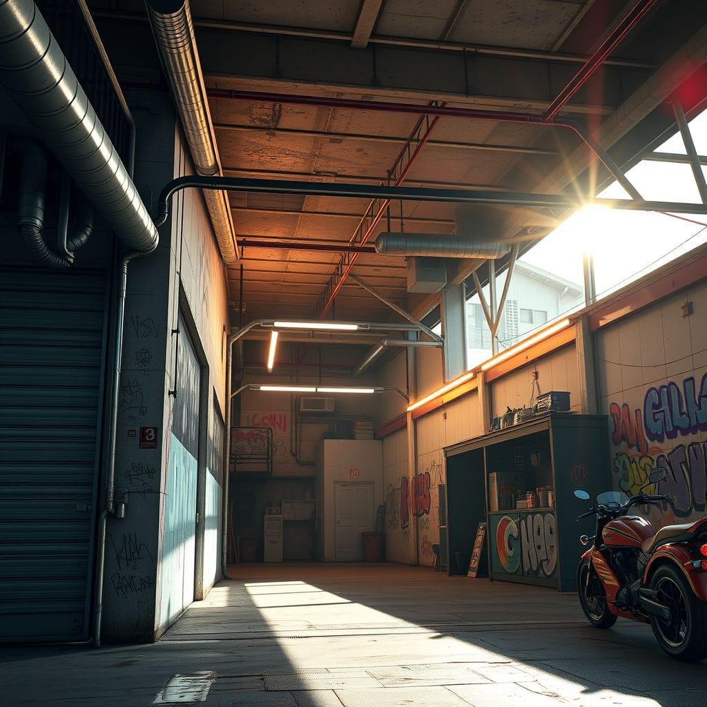 Cyberpunk Outdoor Garage design example 2