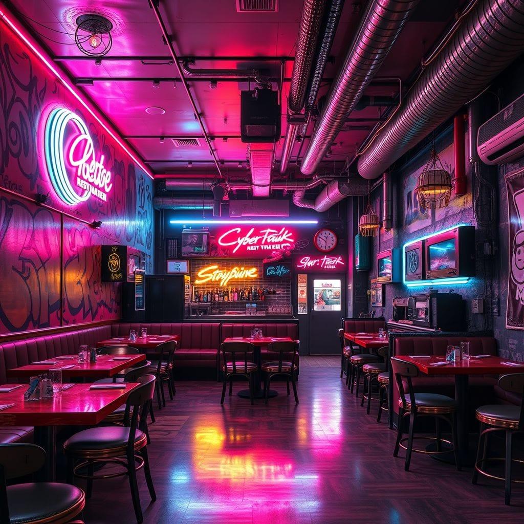 Cyberpunk Restaurant design example 1