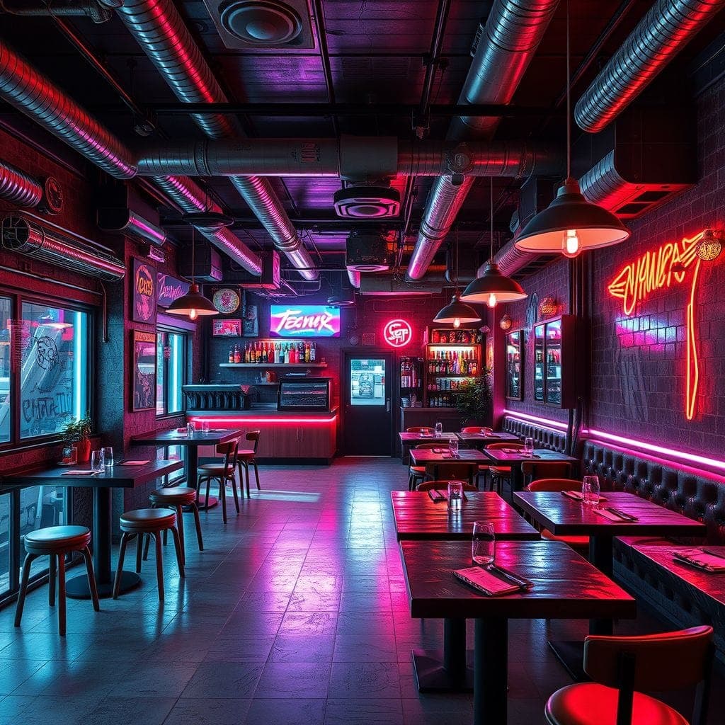Cyberpunk Restaurant design example 2
