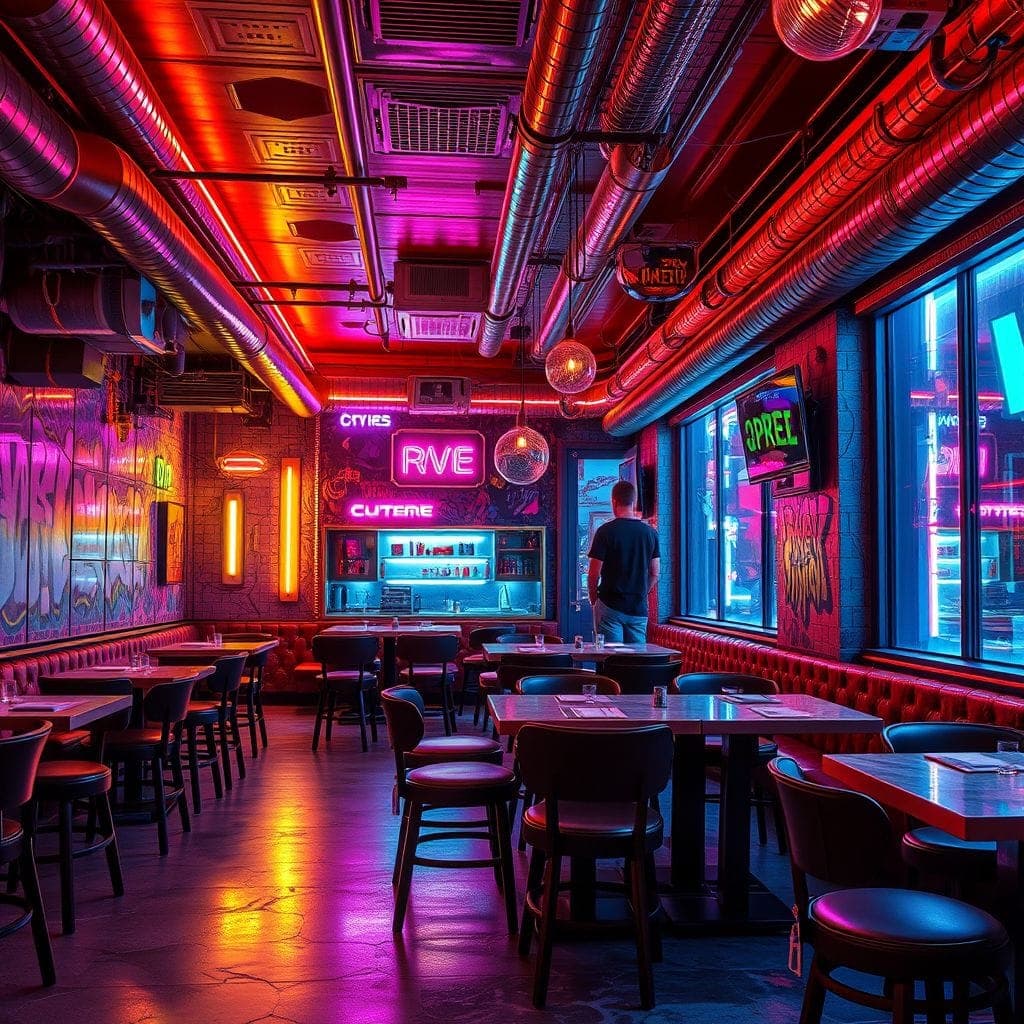 Cyberpunk Restaurant design example 3