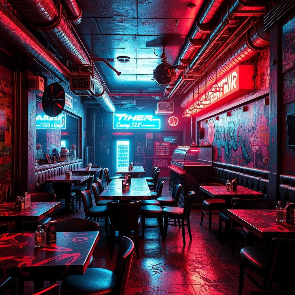 Cyberpunk Restaurant design example 4