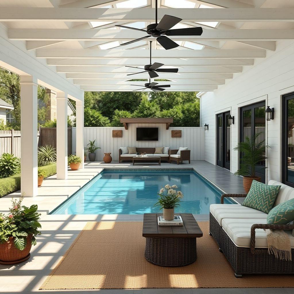 Farmhouse Outdoor Pool Area design example 1