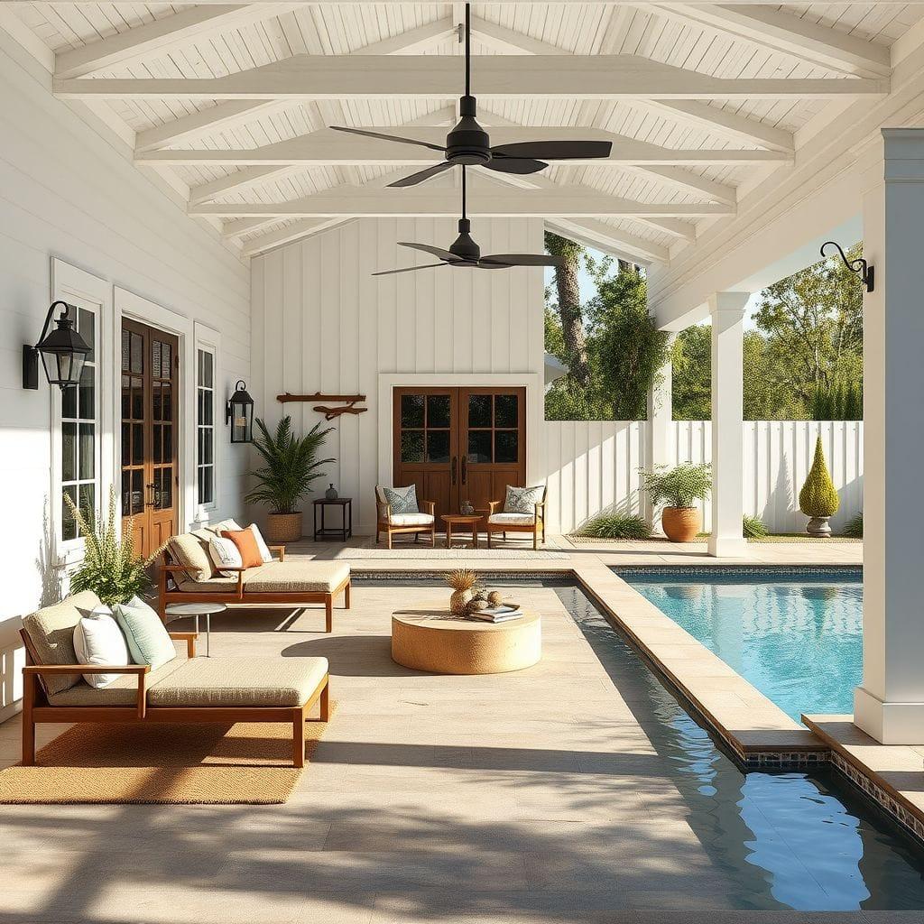 Farmhouse Outdoor Pool Area design example 3
