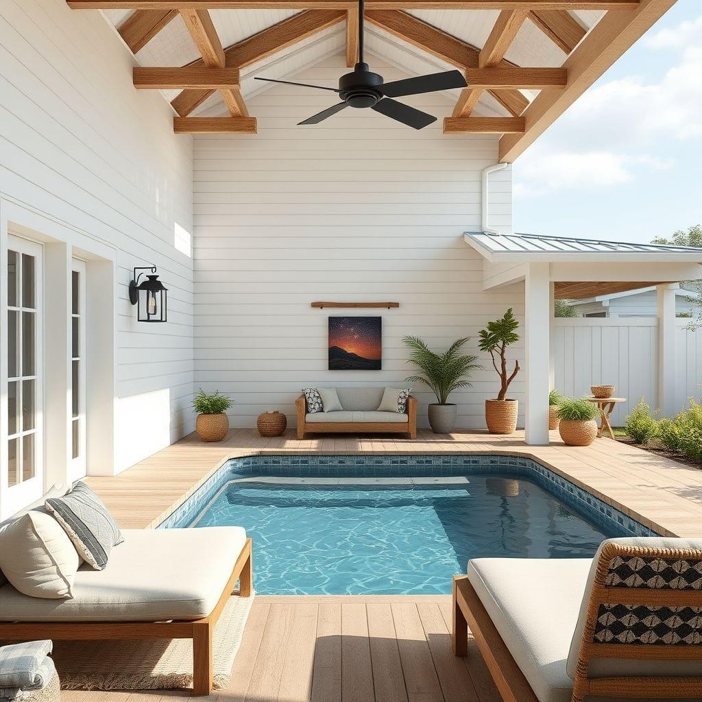 Farmhouse Outdoor Pool Area design example 4