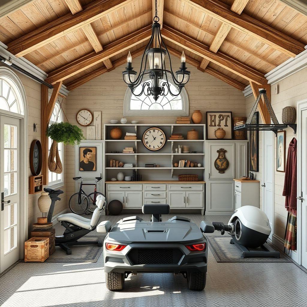 French Country Garage Gym design example 4