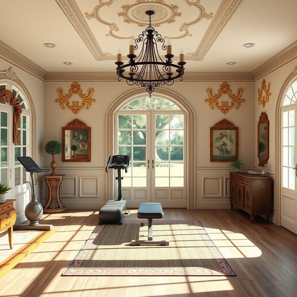 French Country Home Gym design example 3