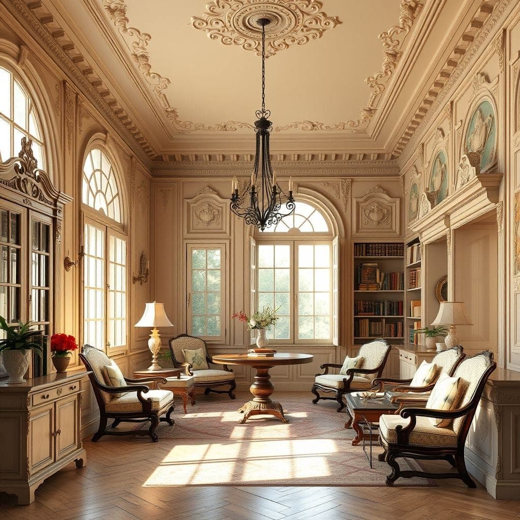 French Country Library design example 1