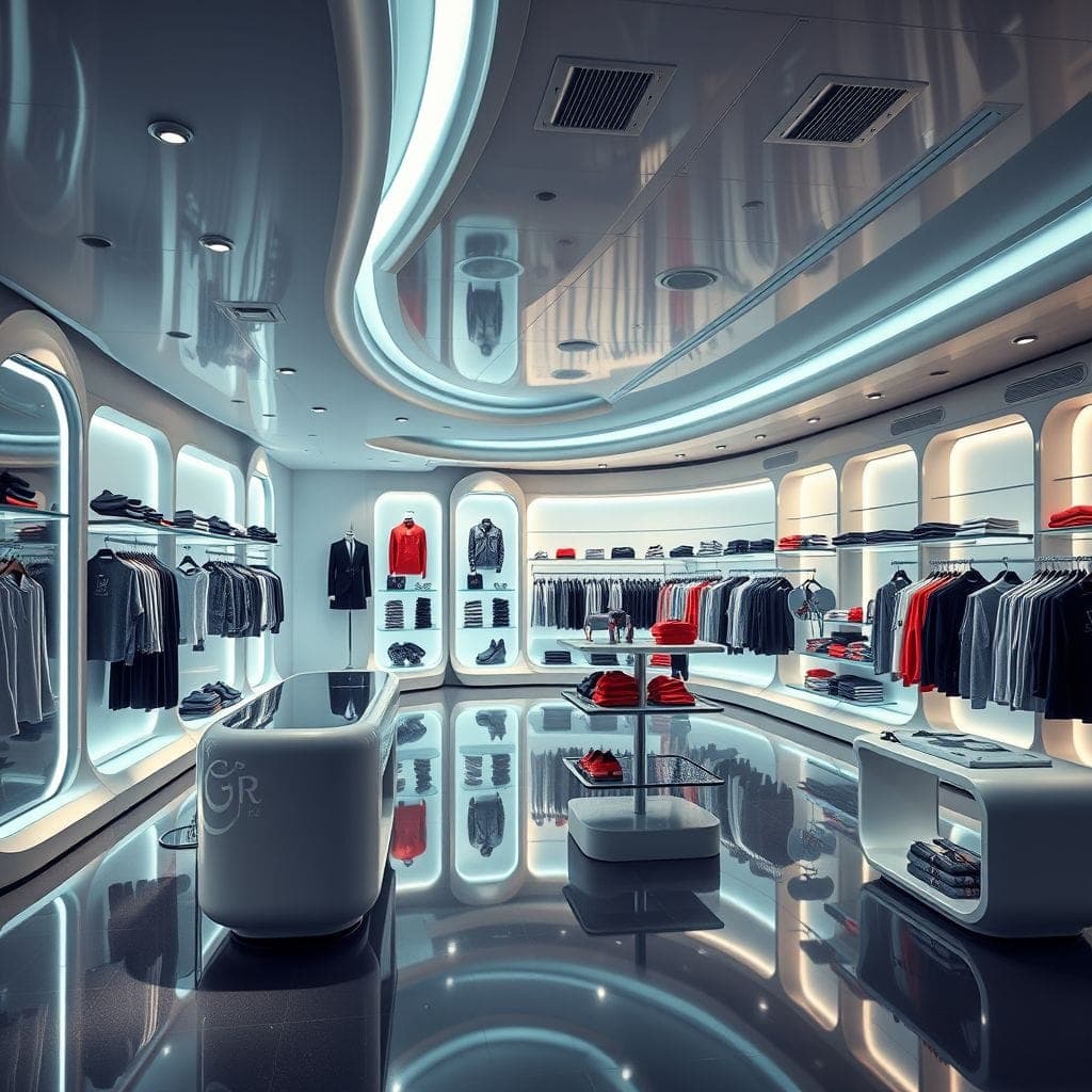 Futuristic Clothing Store design example 2