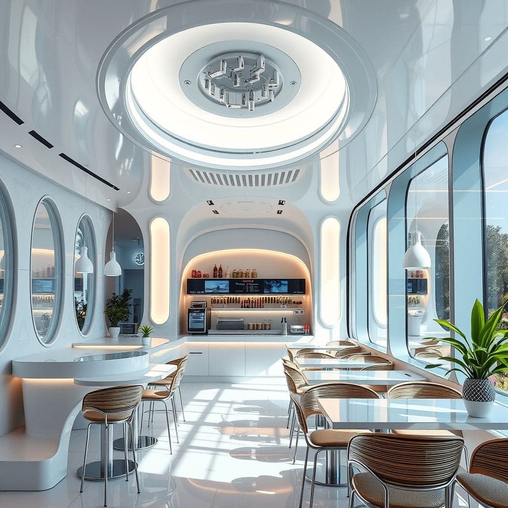 Futuristic Coffee Shop design example 1