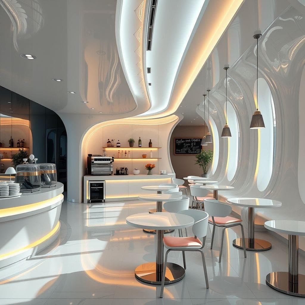 Futuristic Coffee Shop design example 3
