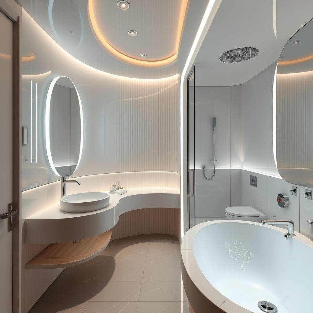 Futuristic Hotel Bathroom design example 4