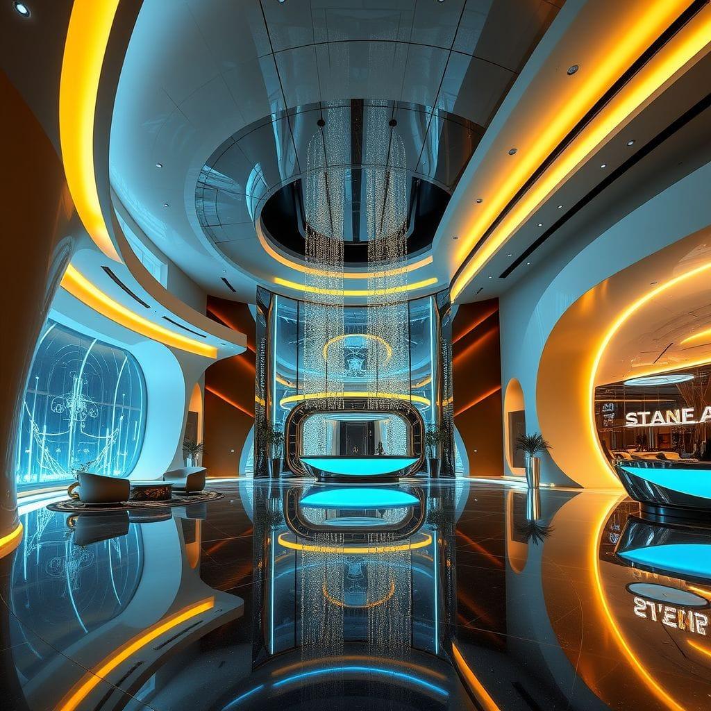 Futuristic Hotel Lobby design example 2