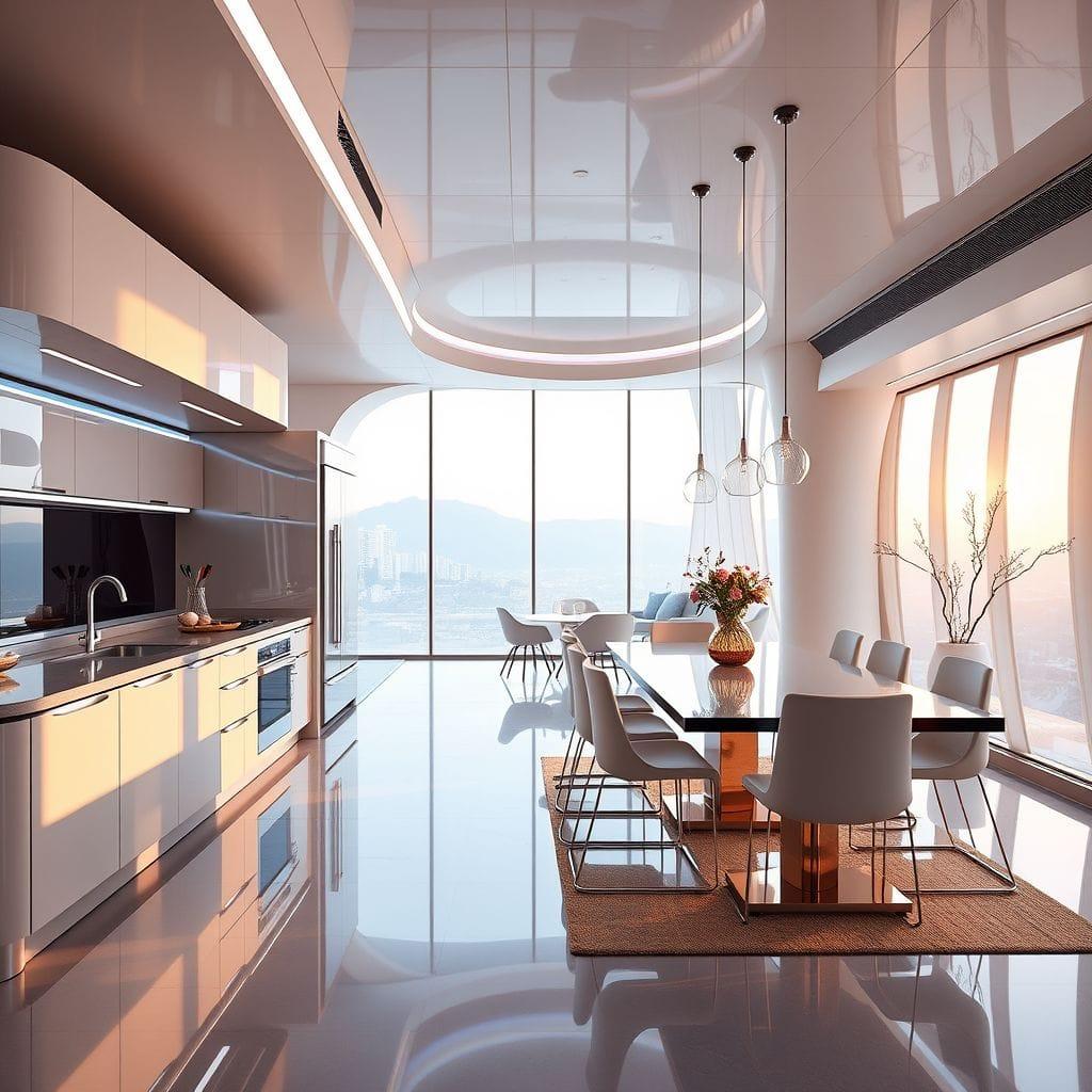Futuristic Kitchen Living Combo design example 2