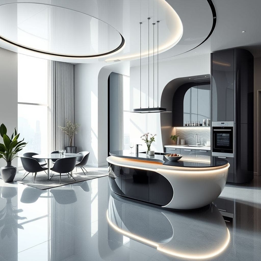 Futuristic Kitchen Living Combo design example 3