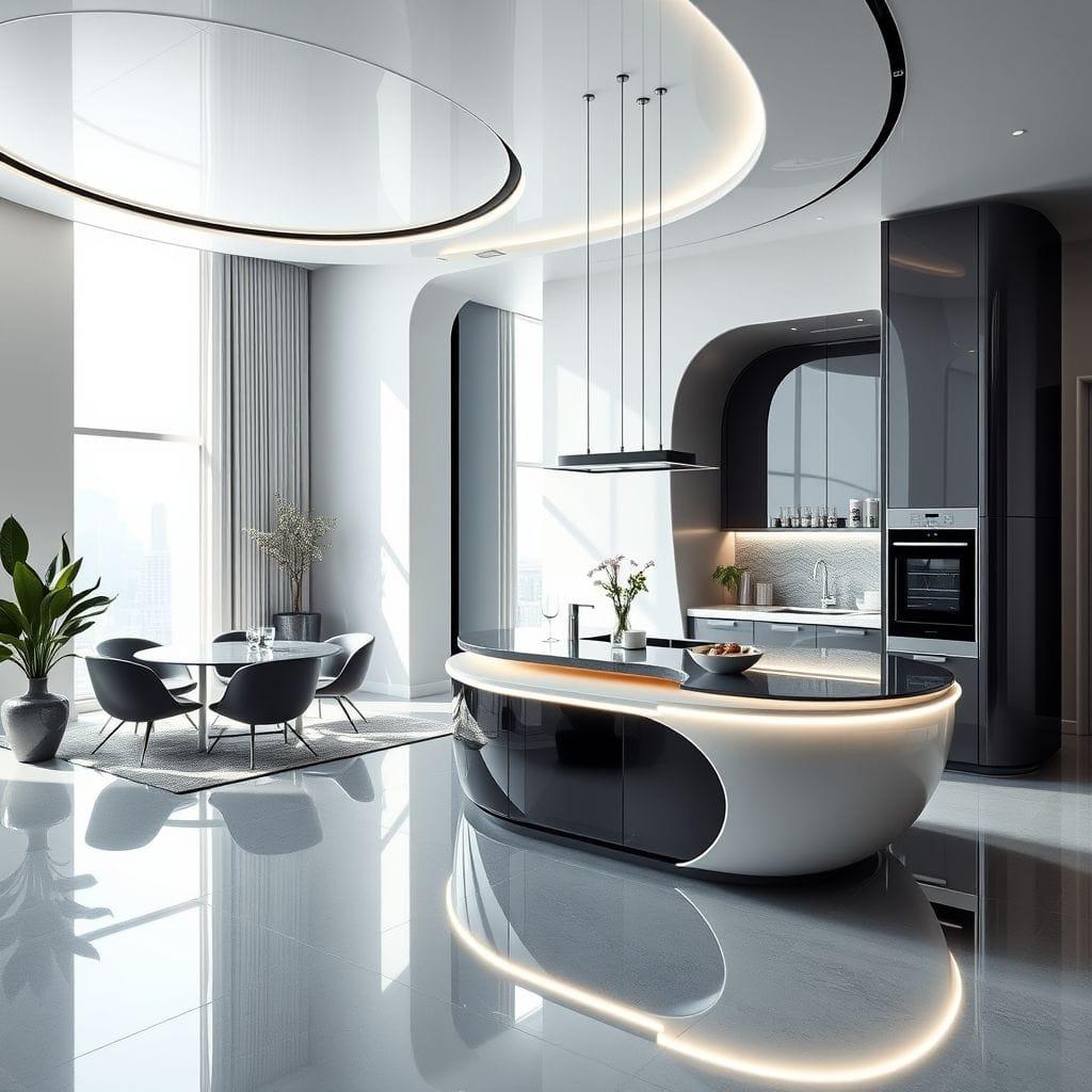 Futuristic Kitchen Living Combo design example 3