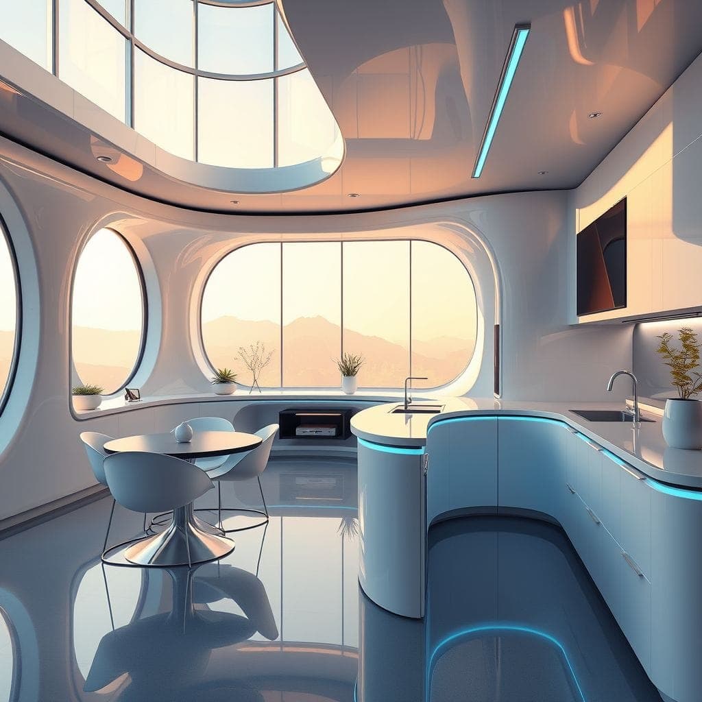 Futuristic Kitchen Living Combo design example 4