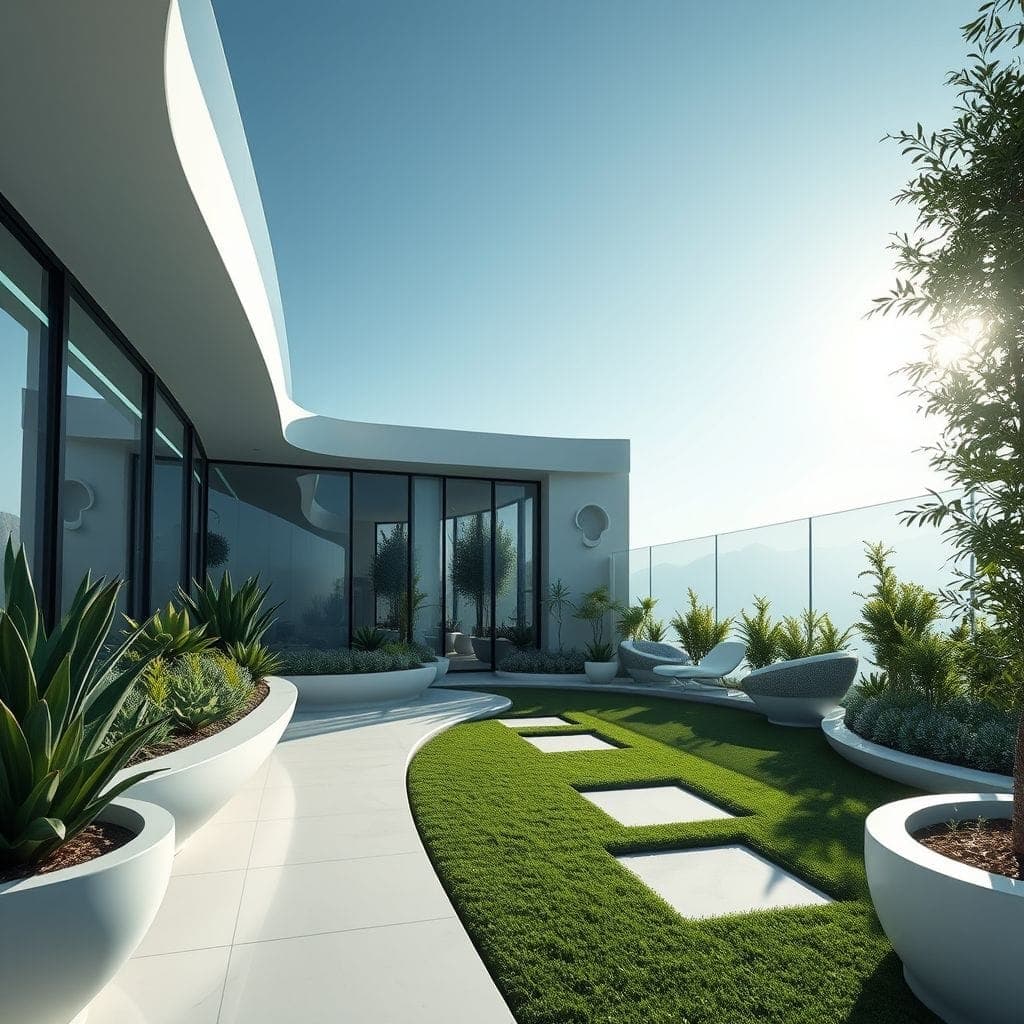 Futuristic Outdoor Garden design example 1
