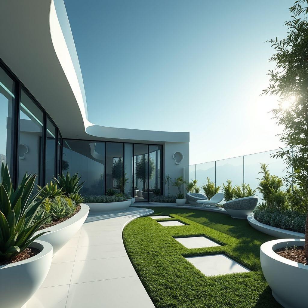 Futuristic Outdoor Garden design example 1