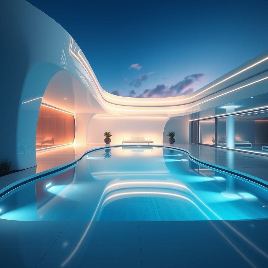 Futuristic Outdoor Pool Area design example 1