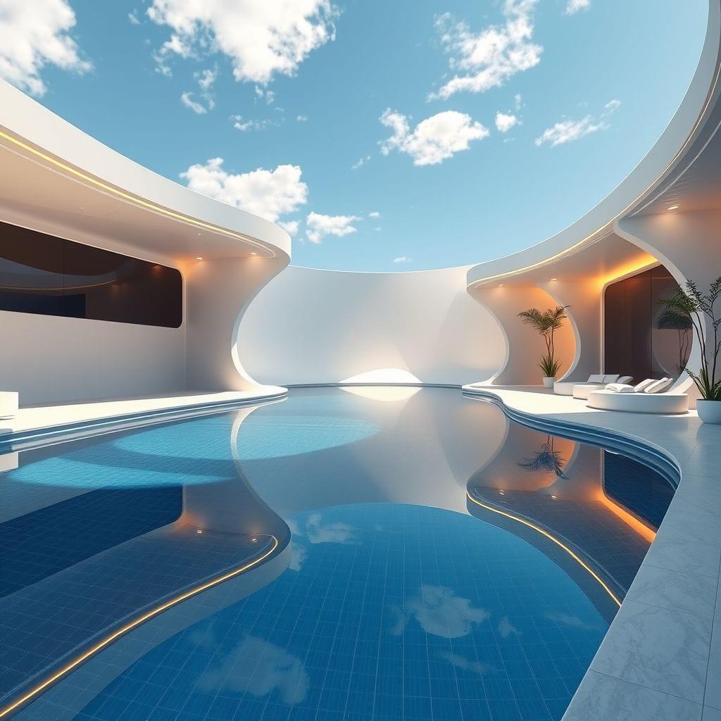 Futuristic Outdoor Pool Area design example 2