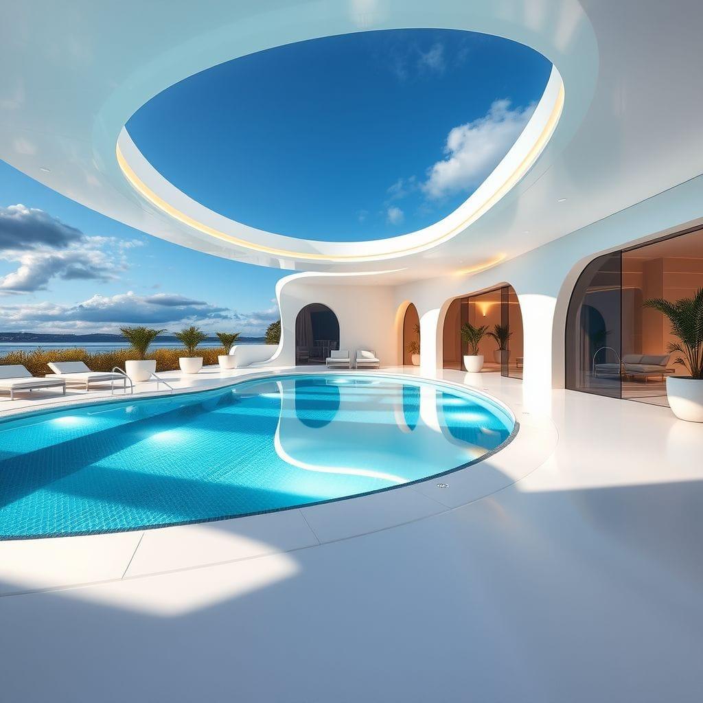 Futuristic Outdoor Pool Area design example 3