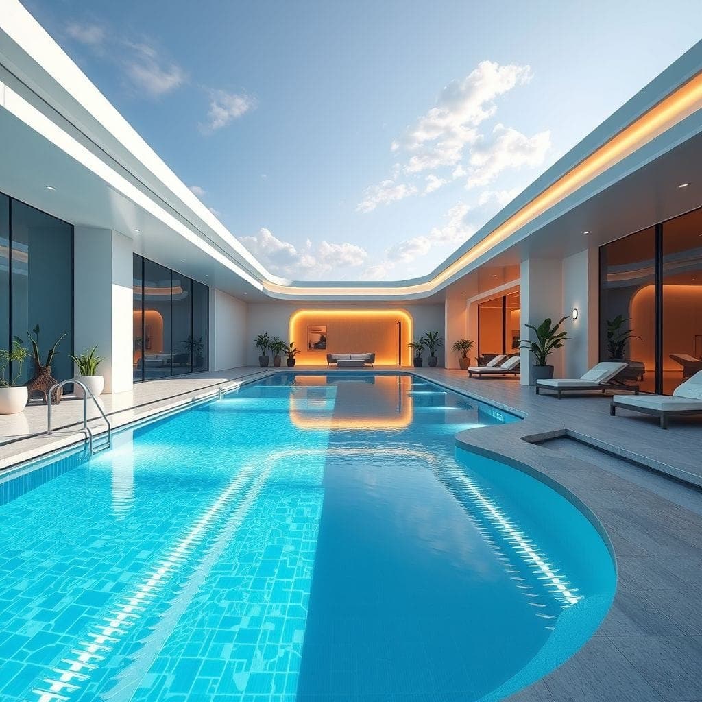 Futuristic Outdoor Pool Area design example 4