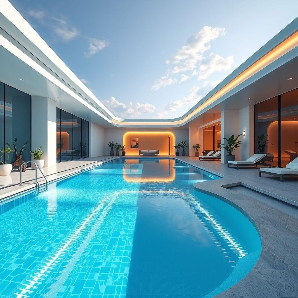 Futuristic Outdoor Pool Area design example 4