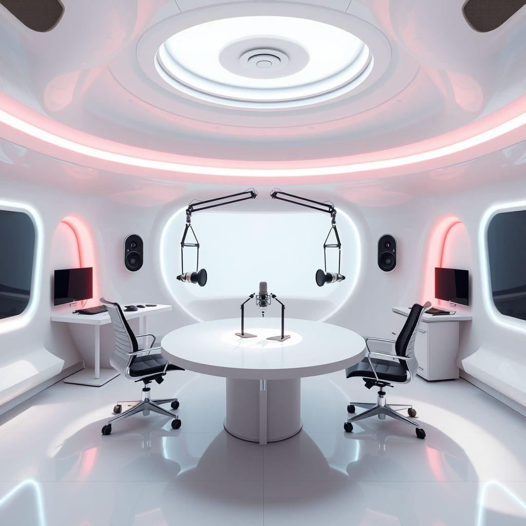 Futuristic Podcast Studio design example 2