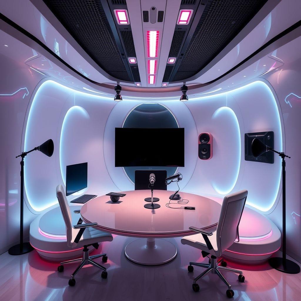 Futuristic Podcast Studio design example 3
