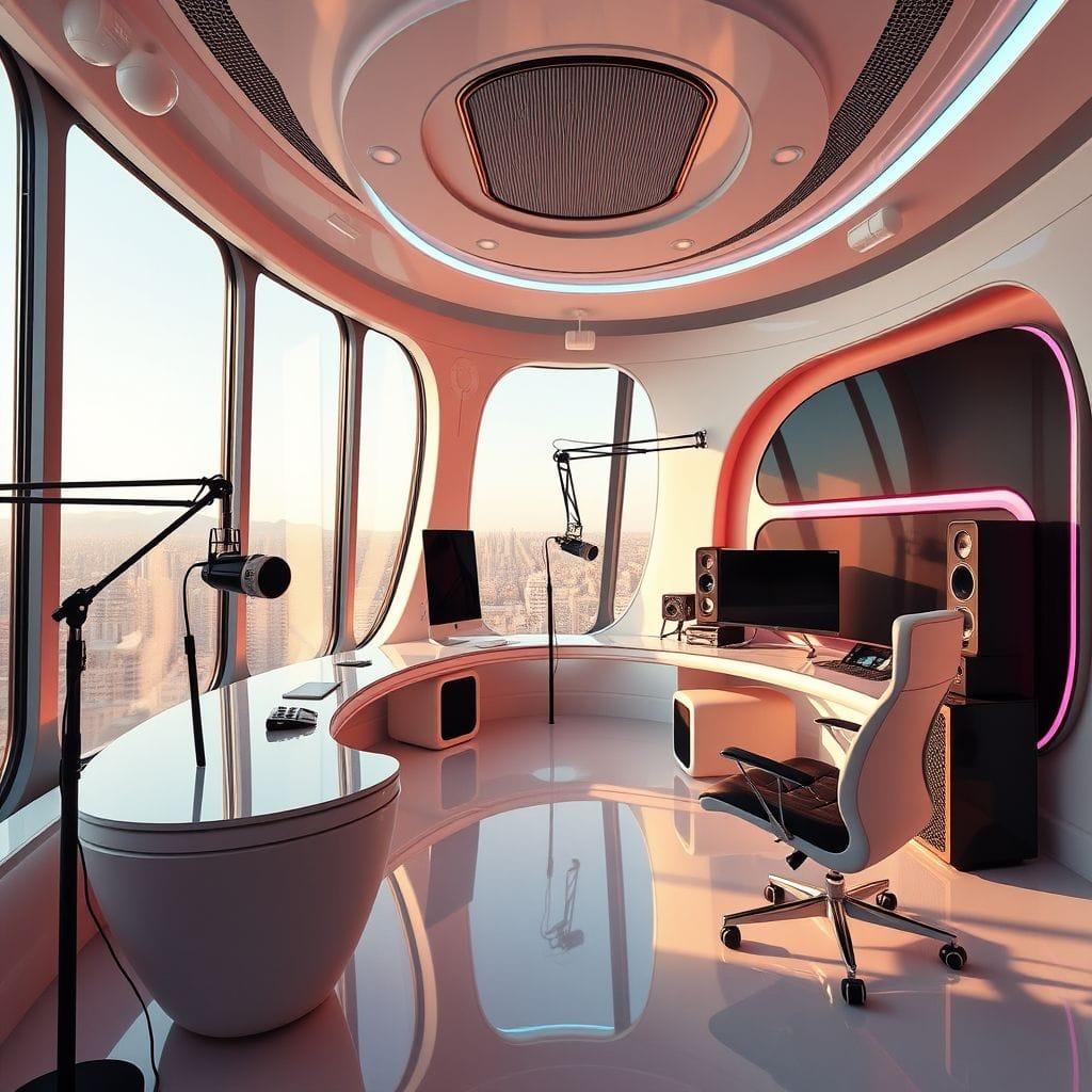Futuristic Podcast Studio design example 4