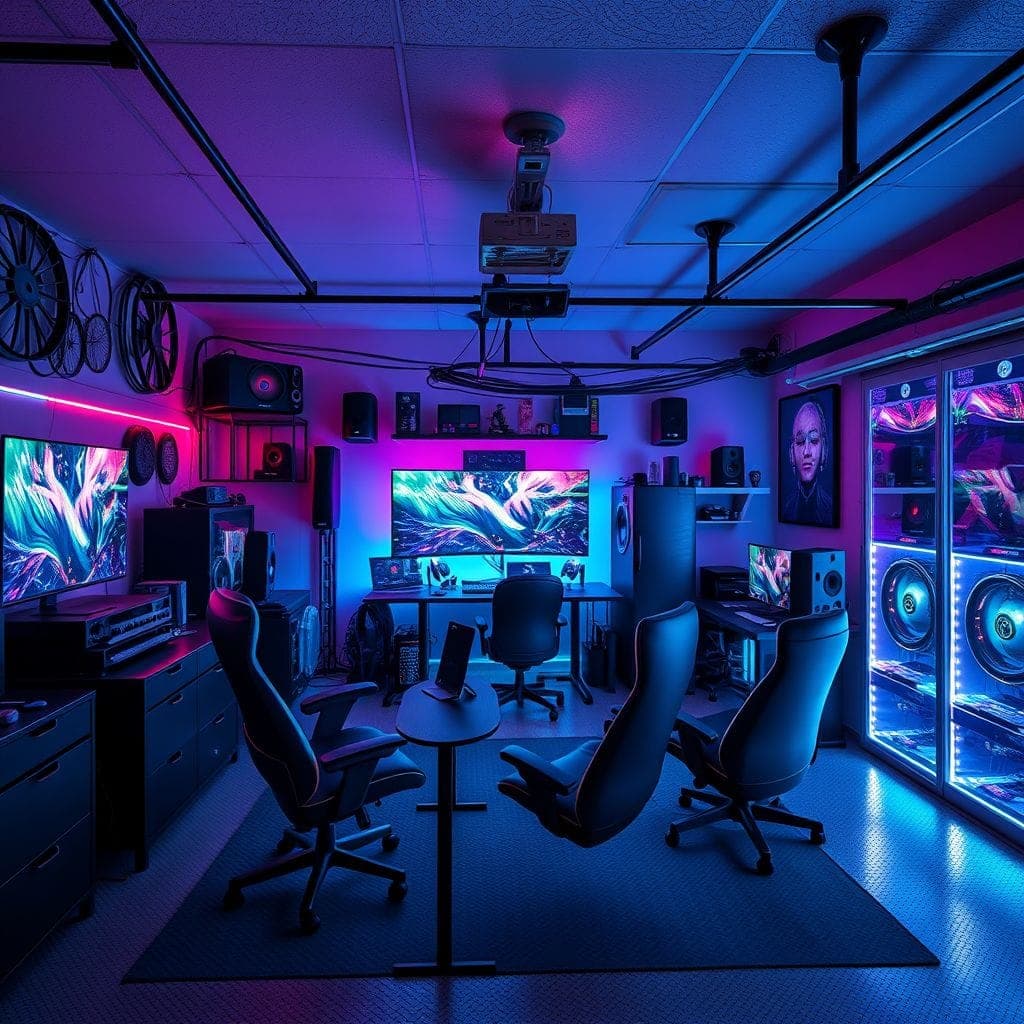 Gaming Room Garage design example 3