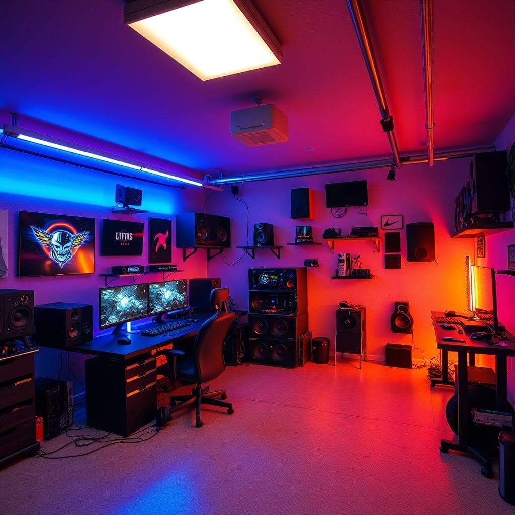 Gaming Room Garage design example 4