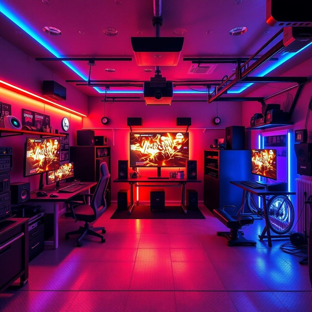 Gaming Room Garage Gym design example 3