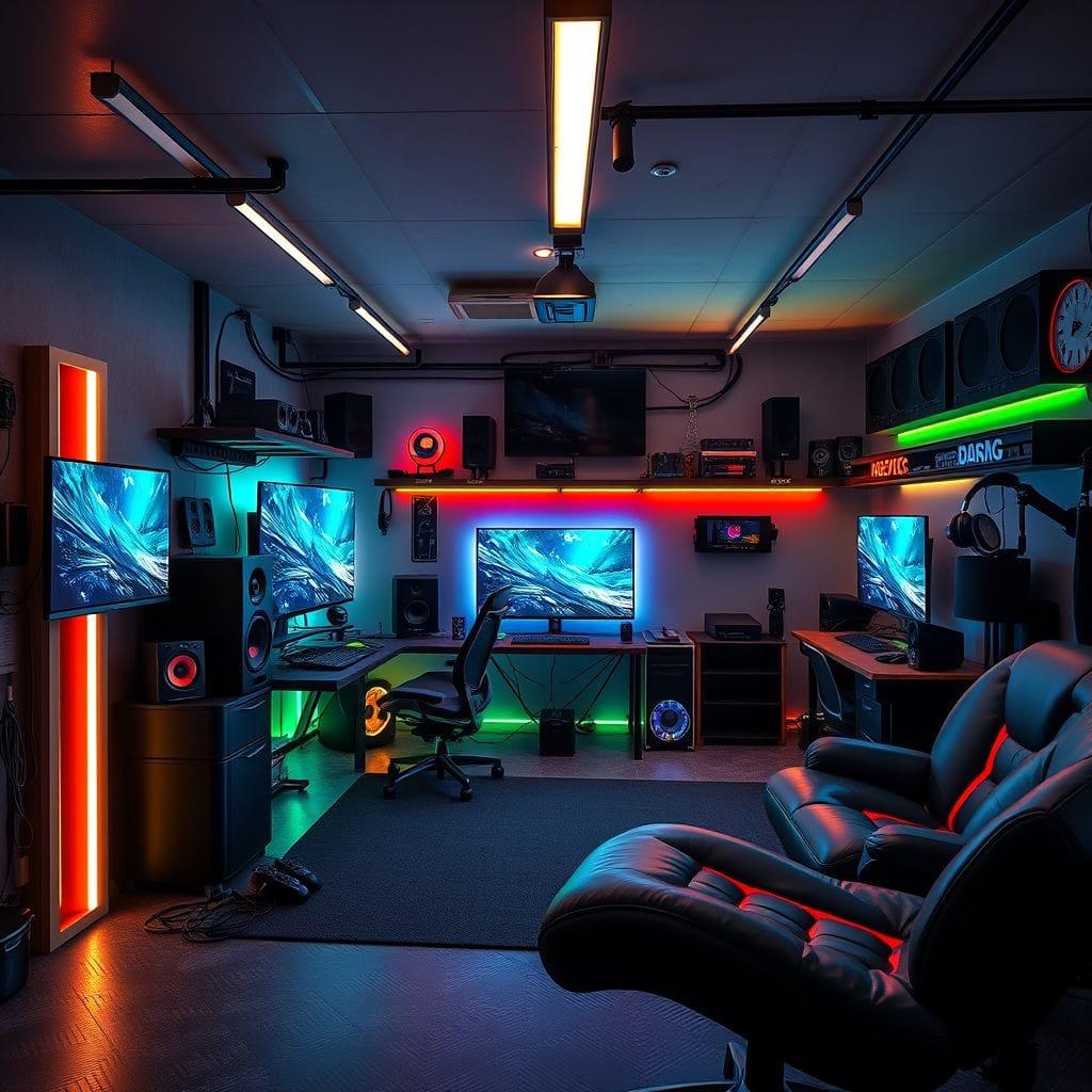 Gaming Room Garage Gym design example 4