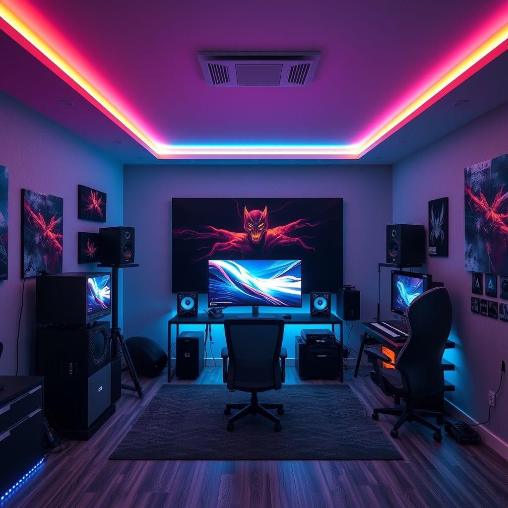 Gaming Room Home Gym design example 4