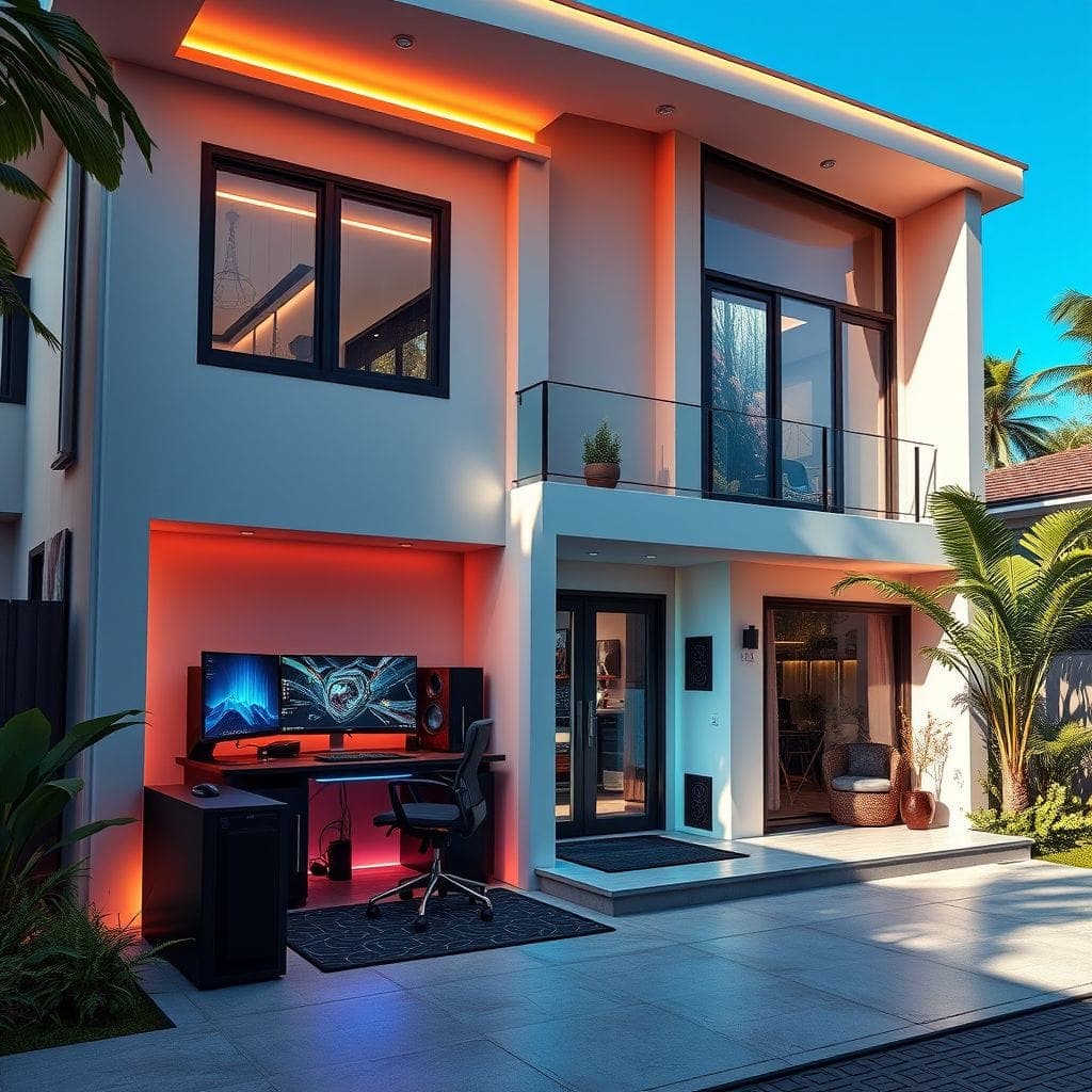 Gaming Room House Exterior design example 2
