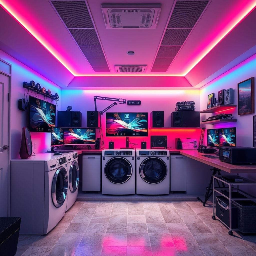 Gaming Room Laundry Room design example 1