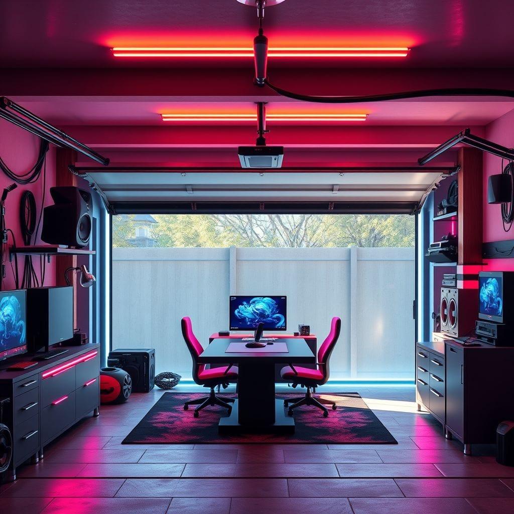 Gaming Room Outdoor Garage design example 2